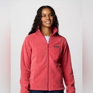 Columbia Benton Springs Fleece Jacket Women Large Red Full Zip Outdoor Hiking